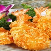 Coconut Shrimp · Six pieces. Jumbo shrimp in breaded batter and coconut powder deep. Coconut sauce on the side.