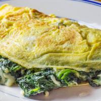 Florentine Omelette · 3 Egg Whites, Fresh Sautéed Spinach, Scallions, Dill & Feta Cheese.