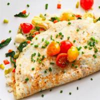 Healthy Omelette · 3 egg whites, fresh turkey, guacamole, tomatoes and cheddar cheese.