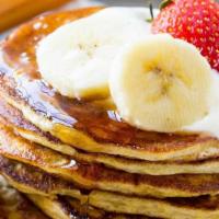 Banana Stuffed Pancakes · Served With Butter & Syrup.