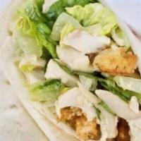 Chicken Caesar (Wrap) · Marinated Chicken, Chopped Romaine Lettuce, Fresh Parmesan Cheese, Homemade Croutons & Our V...