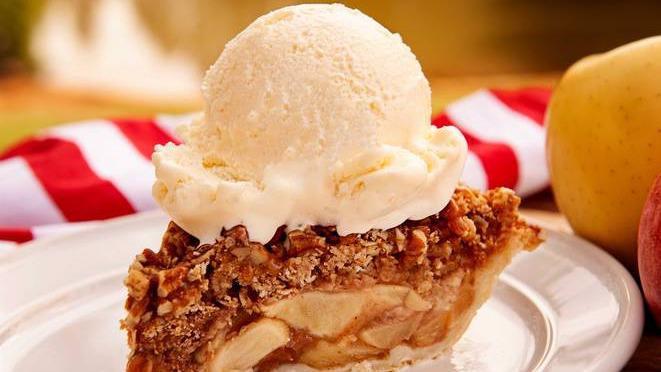 Warm Apple Crisp · Our delicious crispy apple pie served with Chantilly vanilla cream. Top it with ice cream for an additional charge.