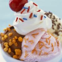 Bowl Of Ice Cream · 2 scoops of any of our assorted ice cream flavors with a dollop of whipped cream.