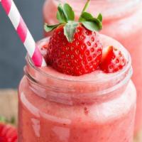 Strawberry Smoothie · Strawberries, banana and fresh squeezed orange juice.