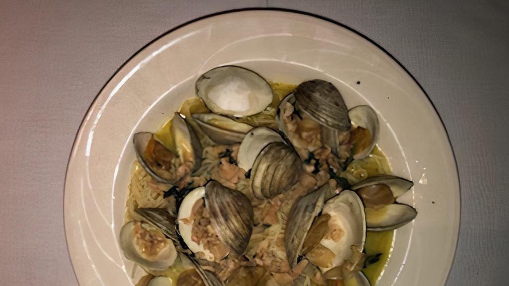 Littleneck Clams · Clam Broth, Garlic, Basil, White or Red Sauce over Pasta.