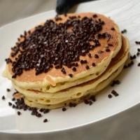 Chocolate Chip Pancakes · Served with butter and syrup.