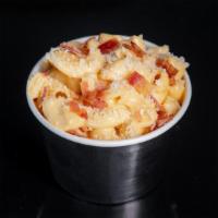 Sam'S Bacon Mac N' Cheese · Macaroni in a 3 cheese blended sauce, topped with parmesan and bacon crumbles.