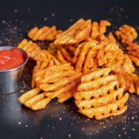 Waffle Fries · Waffle Fries seasoned in Sam's New Orleans style spice and served with your choice of 1 sauce