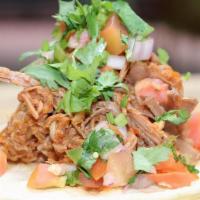 3 Carnitas Tacos · Fried pork. Corn or flour tortilla, cilantro, onion, radish, and enchilada sauce or salsa ve...