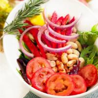 White Bean Salad · Vegetarian, vegan, gluten free. White kidney beans tossed with tomatoes, red onion, parsley,...