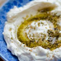 Labneh · Vegetarian, gluten free. 
 Haydari. Creamed yogurt, garlic, dill, and walnuts.