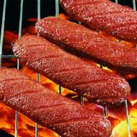 Soujouk Izgara (Turkish Sausage) · Thinly sliced char-grilled spicy (mild) Turkish sausage.