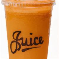 Zesty Juice · CARROT, APPLE, ORANGE, PINEAPPLE, GINGER. *Processed on a Nut-Free surface, in a Nut Facilit...