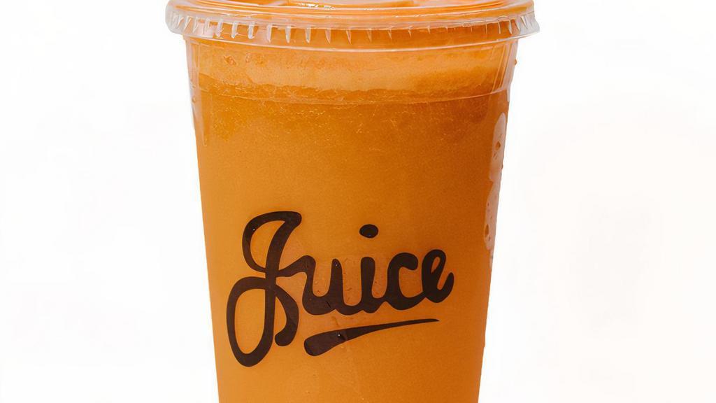 Zesty Juice · CARROT, APPLE, ORANGE, PINEAPPLE, GINGER. *Processed on a Nut-Free surface, in a Nut Facility* ALL Produce Organic/Local whenever possible. Additional charges may be applied.