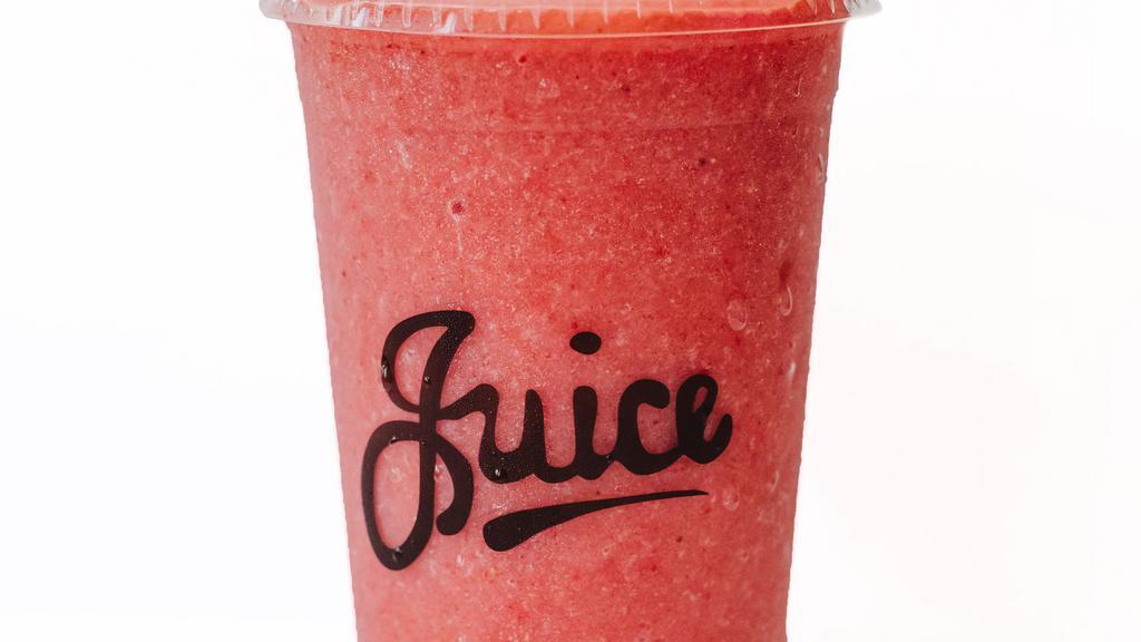 Lady In Red Smoothie · STRAWBERRY, BANANA, Local Raw HONEY. Can be made Vegan and in a Nut-Free blender. *Processed in Nut & Dairy blenders*. ALL Produce Organic/Local whenever possible. Additional charges may be applied.