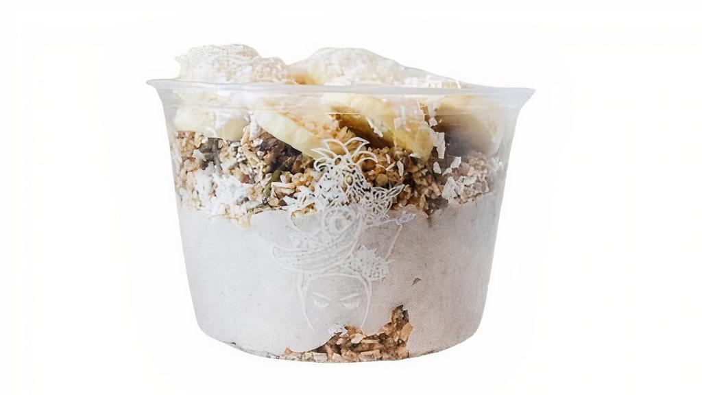 Coco Loco Coconut Bowl - 16Oz. Only · Organic COCONUT Base (Coconut - Pudding Texture): Topped with BANANA, Organic COCONUT FLAKES, Organic GRAWNOLA, Local Raw HONEY or Organic AGAVE - put in note. *Grawnola contains coconut* *Can be made in a No Nut area* We DO NOT swap bases (base as is), split bowls, add extra base, sell the base alone or separate items. ALL Produce Organic/Local whenever possible. Additional charges may be applied.