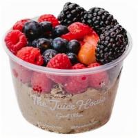Bs Banana Bowl - 16Oz. Only · BANANA Base: Topped with STRAWBERRY, BLUEBERRY, RASPBERRY, BLACKBERRY, Organic GRAWNOLA, and...