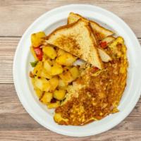Western Omelette · Ham, peppers, onion, and cheese with home fries.