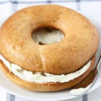 Whole Wheat Bagel With Cream Cheese · Fresh homemade whole wheat bagel smothered with cream cheese