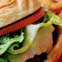 Sirloin Cheese Burger · Eight ounces house ground sirloin burger grilled to your specification with leaf, lettuce an...