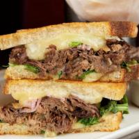 Short Rib Grilled Cheese Sandwich · Slow Roasted Short Rib, Caramelized and Pickled Onions, Arugula and Melted Cheese on Grilled...