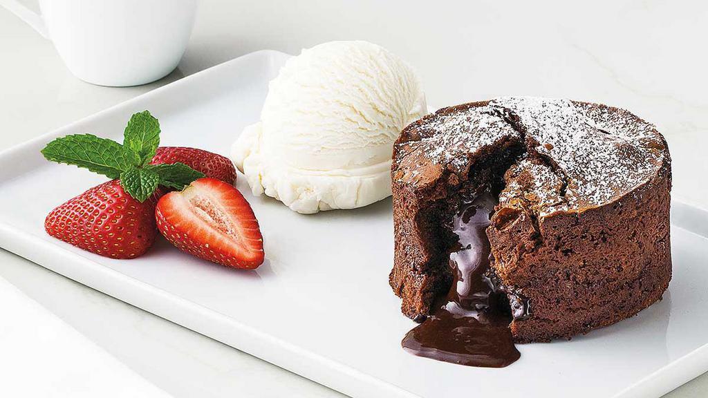 Molten Chocolate Cake · With a Melted Chocolate Center. Served with Vanilla Ice Cream