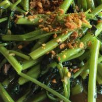 Ong Choi · Stir-fry morning glory, garlic in a yellow bean sauce.