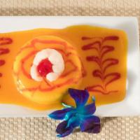 Mango Mousse With Lychee · Served with mango sauce