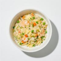 Fried Rice · Authentic fried rice cooked with egg, peas and carrots, green onions.