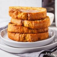 Classic French Toast Platter (3 Pcs) · Classic soft and fluffy bread dipped in a mixture of egg and milk and sautéed, with a side o...