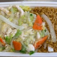 Chicken Chow Mein Special Combo · Served with egg roll and pork fried rice.