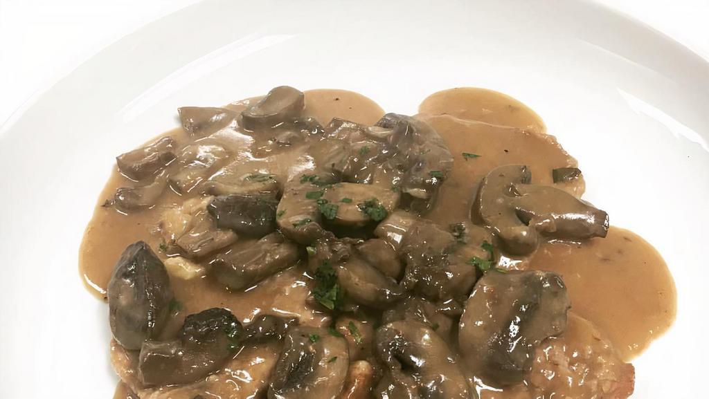 Veal Marsala (3 Pcs) · Veal Scallopini served with Mushrooms in a Marsala Wine Sauce.