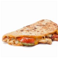 Chicken Fajita Quesadilla · Grilled chicken breast fajitas with bell peppers, onions, tomatoes and topped with shredded ...