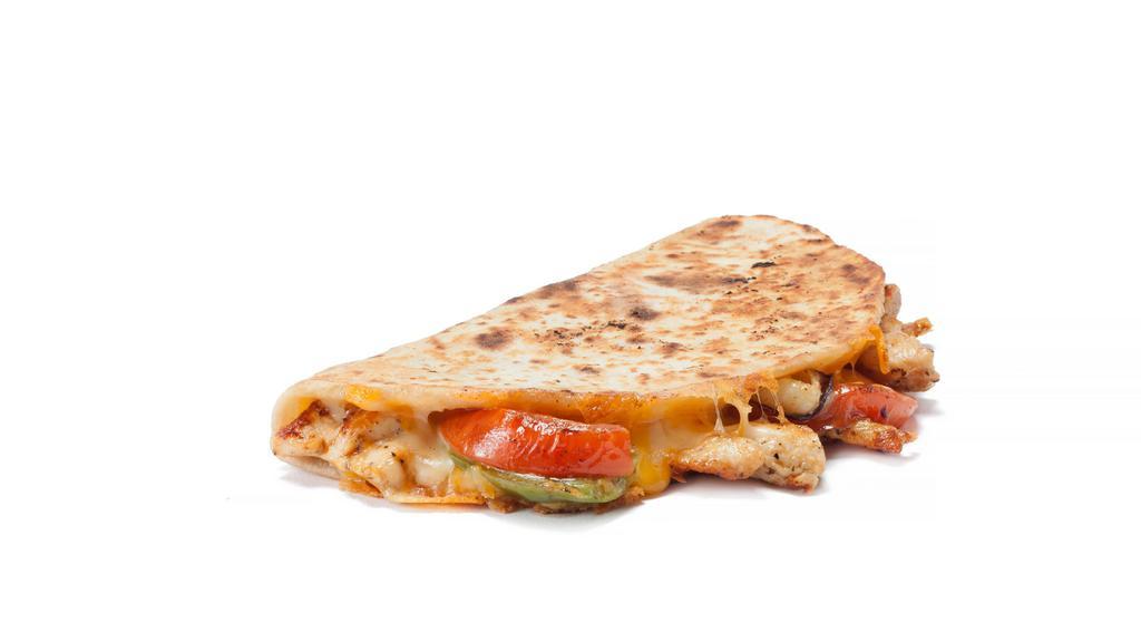 Chicken Fajita Quesadilla · Grilled chicken breast fajitas with bell peppers, onions, tomatoes and topped with shredded cheese.