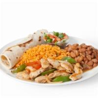 Chicken Fajita Plate · Grilled chicken breast fajitas with bell peppers, onions and tomatoes.