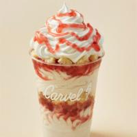 Strawberry Shortcake Sundae Dasher®  · Layers of soft serve ice cream, strawberries and pound cake topped with whipped cream.