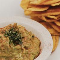 Plantain Chips (Tapas) · Sliced Green Plantains, Guacamole