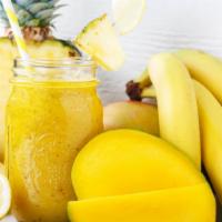 Andy Boy Smoothie · Delicious, Sweet Smoothie prepared with mango, pineapple, banana, kale, spinach, and coconut...