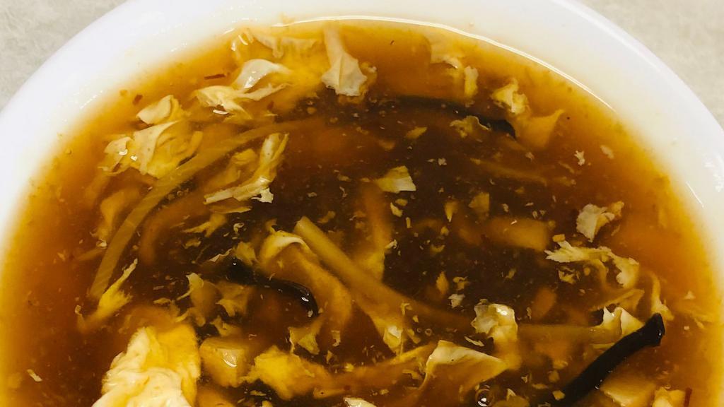 Hot & Sour Soup (16Oz) · Egg, diced bamboo shoots, and soft tofu. no meat