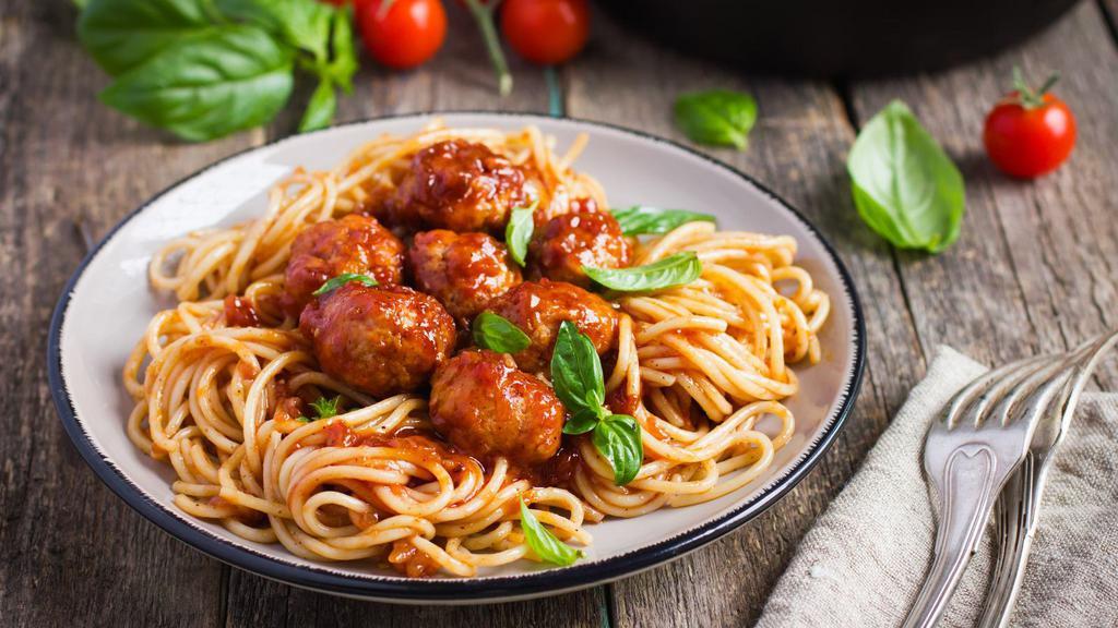 Meatball Spaghetti · Mouthwatering Spaghetti dish prepared with Marinated Meatballs, Linguine pasta and Marinara sauce.