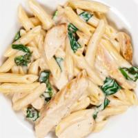 Chicken Pasta · Mouthwatering Pasta dish prepared with Penne pasta, crispy chicken, tomatoes, onions, and al...