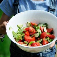 Garden Salad · Fresh salad prepared with Crisp lettuce, tomatoes, cucumbers, onions, croutons, Cheddar & Ja...
