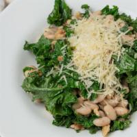 Kale Salad · Lightly sautéed EVOO, cannellini beans, walnuts and parmigiano cheese.
