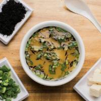 Miso Soup · Includes scallions, hijiki seaweed and tofu