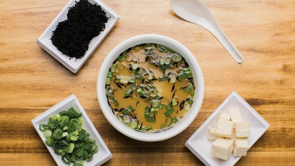 Miso Soup · Includes scallions, hijiki seaweed and tofu