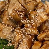 Chicken Teriyaki · Slow Cooked(Sous Vide) Chicken breast seasoned and cubed with teriyaki sauce, mixed with eda...