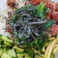 Nine · Classic Hawaiian ahi marinade (includes sweet onions and scallions) cucumbers, seaweed salad...