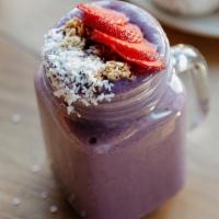 Brekkie Smoothie · mixed berries, banana, granola, coconut, honey, almond milk