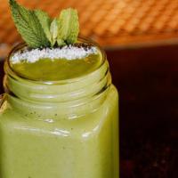 Greened Out Smoothie · kale, banana, chia seeds, avocado, coconut, honey, almond milk