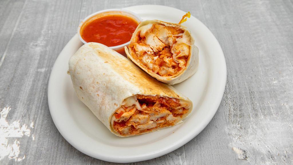 Buffalo Chicken Wrap · Buffalo Chicken Cutlet with lettuce, tomato, onion and blue cheese in a wrap